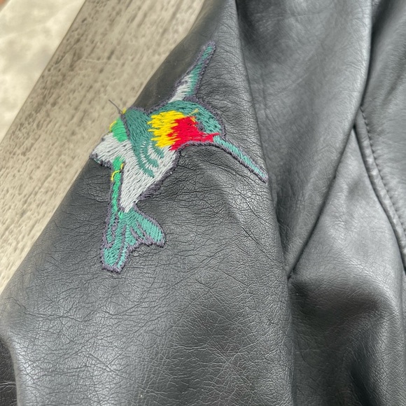 Torrid Black Moto Leather Jacket with Colorful Embroidery Womens Size 1 (14-16) - Picture 15 of 16